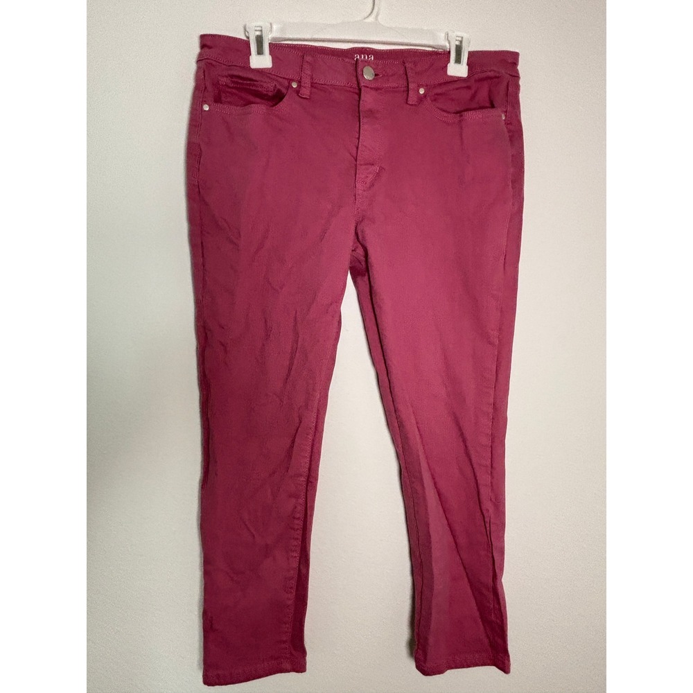 a.n.a A New Approach Skinny Ankle Pants Womens 12 Pink Berry Stretch Denim Jeans